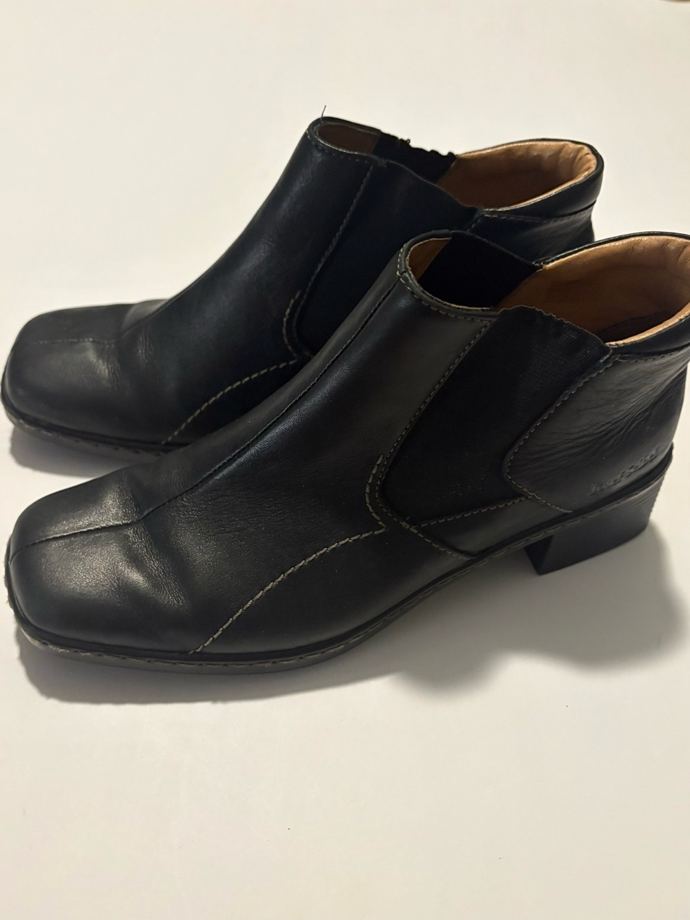 Josef Seibel Black Leather Square Toe Chelsea Ankle Boots 39 - Picture 5 of 14